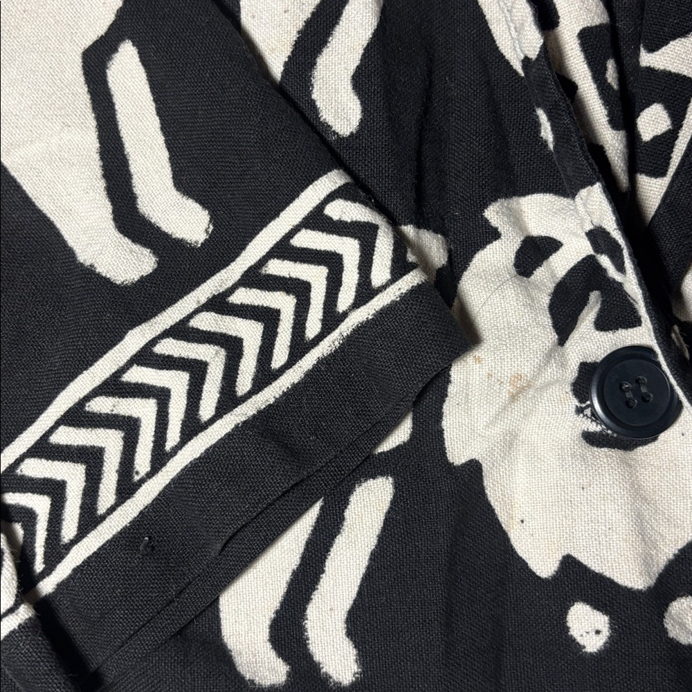Women’s Black/white African print 100% cotton lion vintage blazer two button - Picture 11 of 16